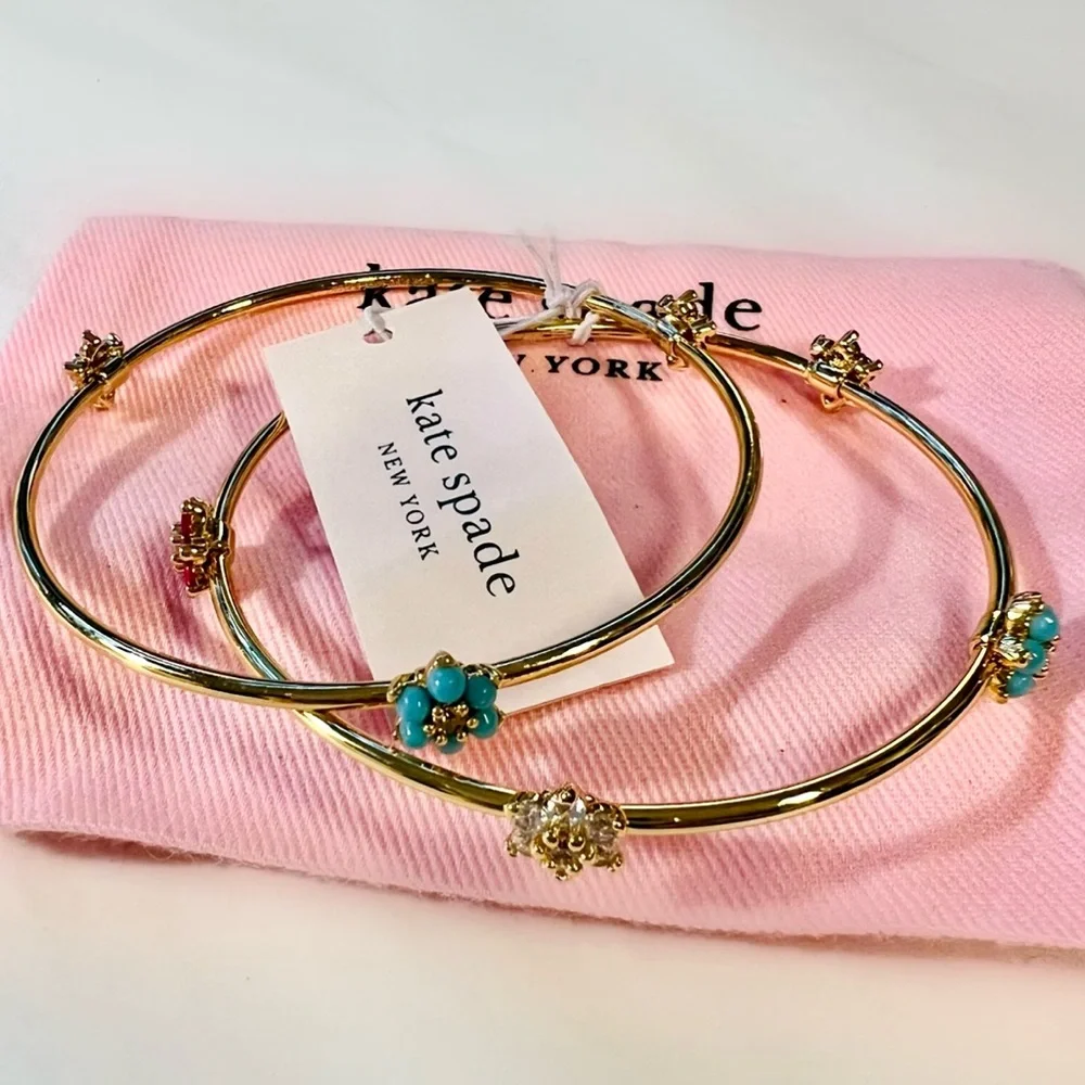 $78 Kate Spade Myosotis Flower Bangle Bracelet Set of 2 - Picture 5 of 6
